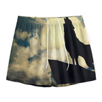 Wolf Howling At The Full Moon Print Mesh Shorts