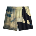 Wolf Howling At The Full Moon Print Mesh Shorts