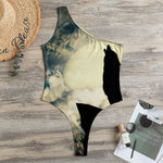 Wolf Howling At The Full Moon Print One Shoulder Bodysuit