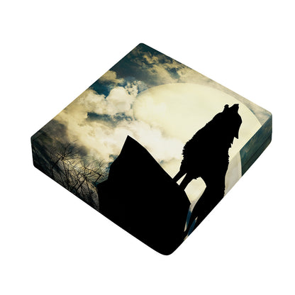 Wolf Howling At The Full Moon Print Outdoor Seat Cushion Cover