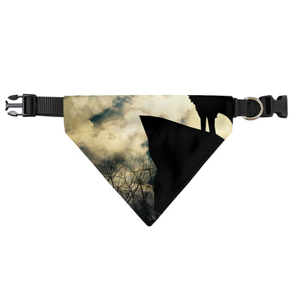 Wolf Howling At The Full Moon Print Over The Collar Dog Bandana