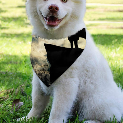 Wolf Howling At The Full Moon Print Over The Collar Dog Bandana