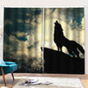 Wolf Howling At The Full Moon Print Pencil Pleat Curtains