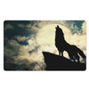 Wolf Howling At The Full Moon Print Polyester Doormat