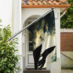 Wolf Howling At The Full Moon Print Polyester Flag