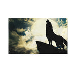 Wolf Howling At The Full Moon Print Polyester Flag