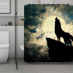 Wolf Howling At The Full Moon Print Polyester Shower Curtain