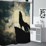 Wolf Howling At The Full Moon Print Premium Shower Curtain