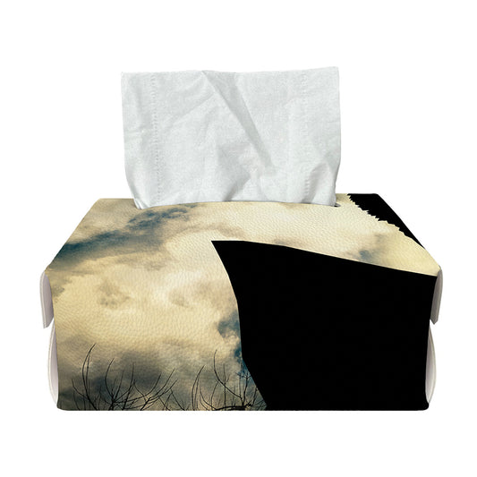Wolf Howling At The Full Moon Print Rectangle Tissue Box Cover