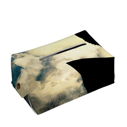 Wolf Howling At The Full Moon Print Rectangle Tissue Box Cover