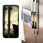 Wolf Howling At The Full Moon Print Refrigerator Handle Covers