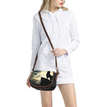Wolf Howling At The Full Moon Print Saddle Bag
