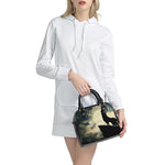 Wolf Howling At The Full Moon Print Shoulder Handbag