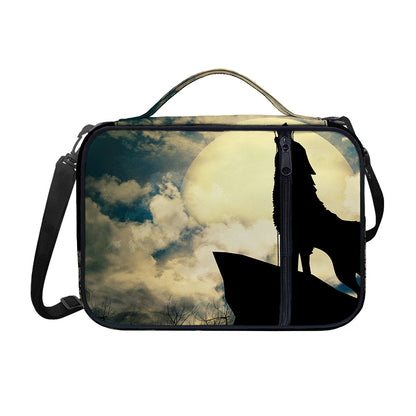 Wolf Howling At The Full Moon Print Shoulder Strap Bible Bag