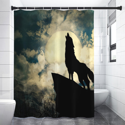 Wolf Howling At The Full Moon Print Shower Curtain