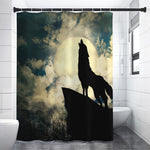 Wolf Howling At The Full Moon Print Shower Curtain