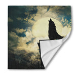 Wolf Howling At The Full Moon Print Silk Bandana