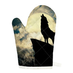 Wolf Howling At The Full Moon Print Single Oven Mitt