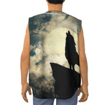 Wolf Howling At The Full Moon Print Sleeveless Baseball Jersey