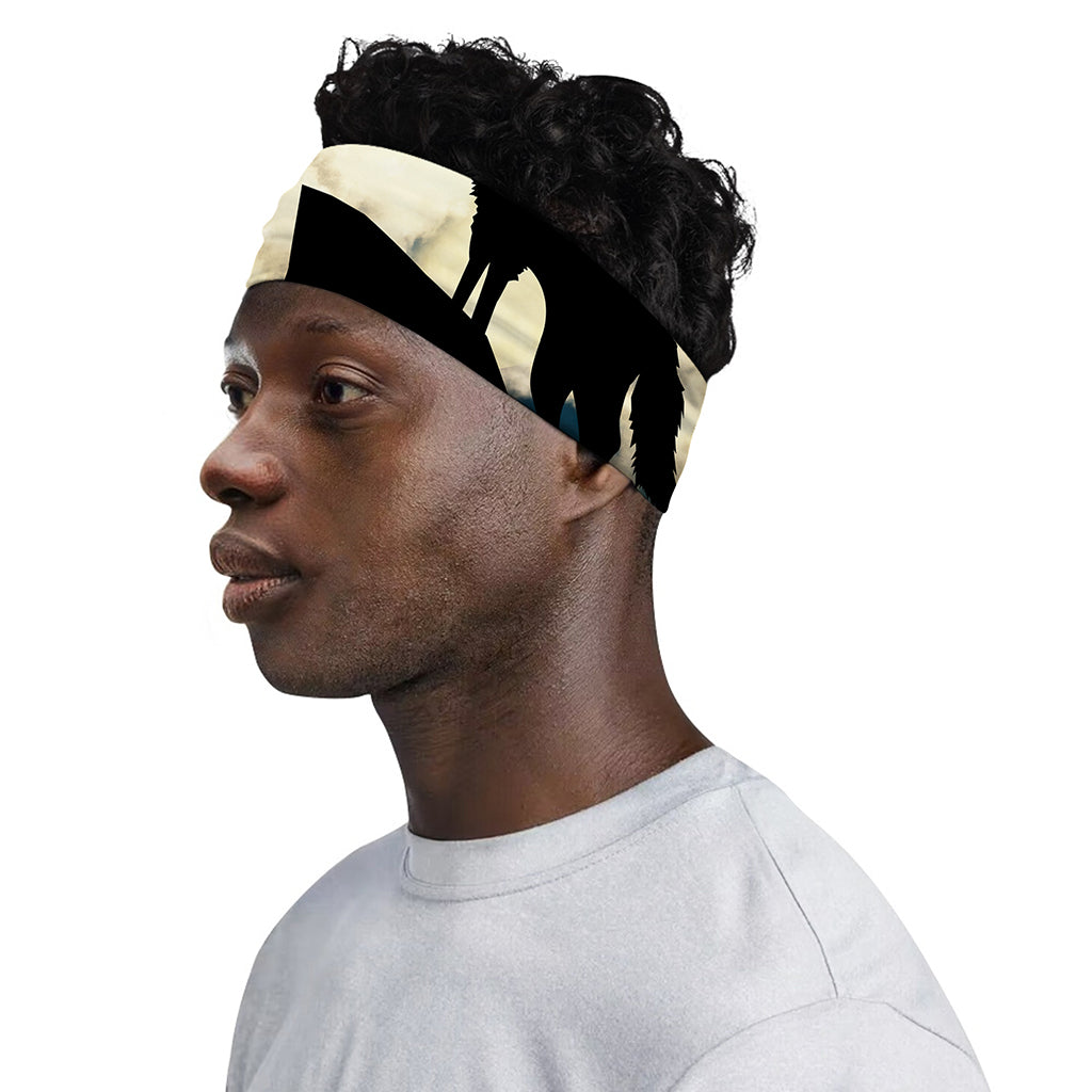 Wolf Howling At The Full Moon Print Sports Headband