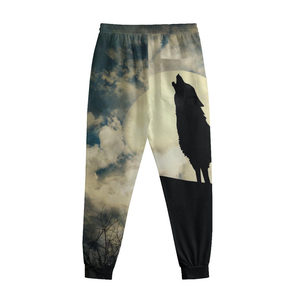 Wolf Howling At The Full Moon Print Sweatpants