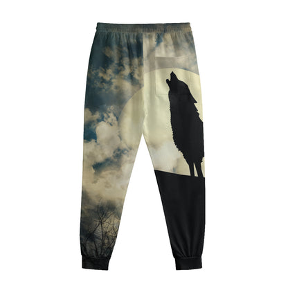 Wolf Howling At The Full Moon Print Sweatpants