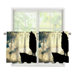 Wolf Howling At The Full Moon Print Tier Curtains