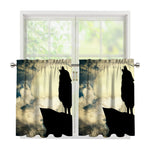 Wolf Howling At The Full Moon Print Tier Curtains