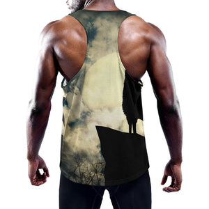 Wolf Howling At The Full Moon Print Training Tank Top