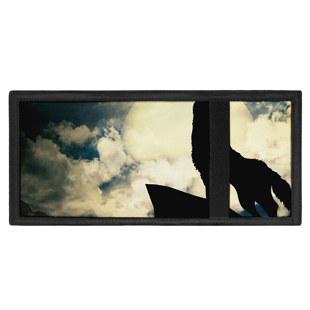 Wolf Howling At The Full Moon Print Trifold Wallet