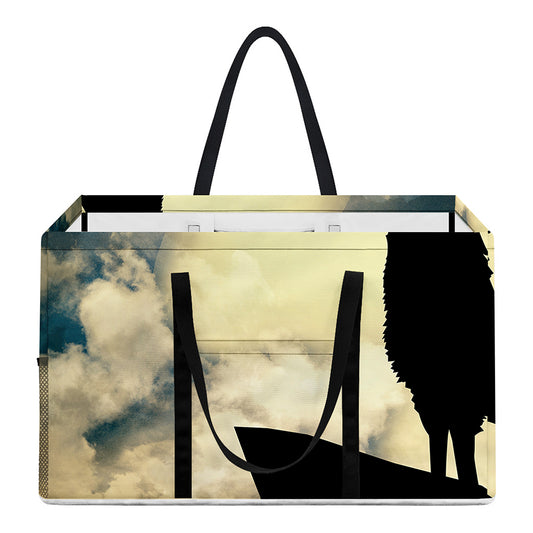 Wolf Howling At The Full Moon Print Utility Tote Bag