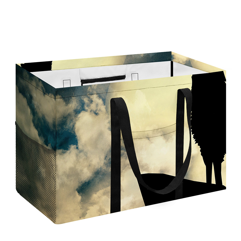 Wolf Howling At The Full Moon Print Utility Tote Bag