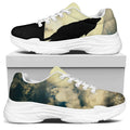 Wolf Howling At The Full Moon Print White Chunky Shoes