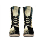 Wolf Howling At The Full Moon Print Winter Boots