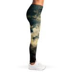 Wolf Howling At The Full Moon Print Women's Leggings
