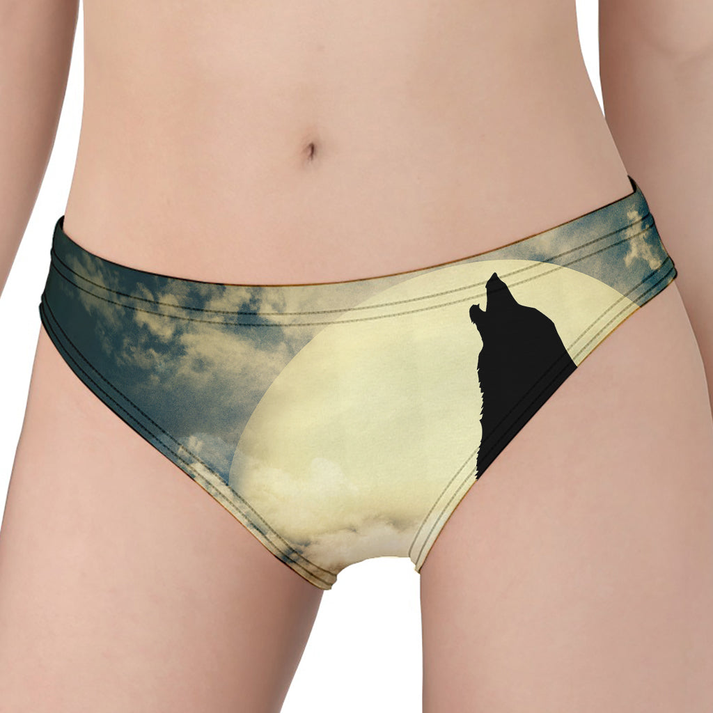 Wolf Howling At The Full Moon Print Women's Panties