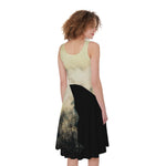Wolf Howling At The Full Moon Print Women's Sleeveless Dress