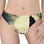 Wolf Howling At The Full Moon Print Women's Thong