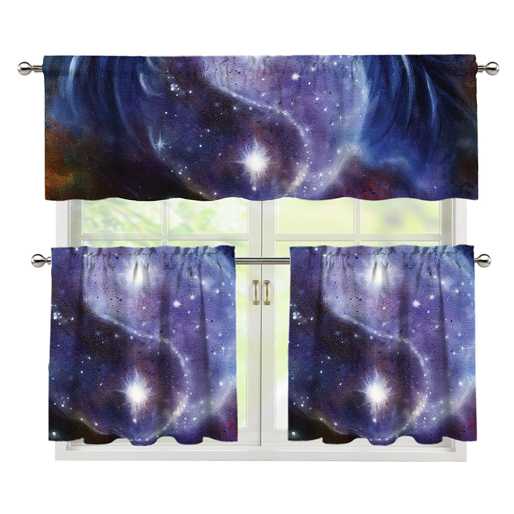 Woman Space Yin Yang Painting Print 3 Piece Kitchen Curtains