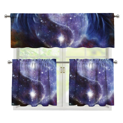 Woman Space Yin Yang Painting Print 3 Piece Kitchen Curtains