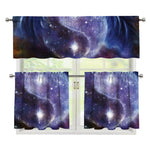 Woman Space Yin Yang Painting Print 3 Piece Kitchen Curtains