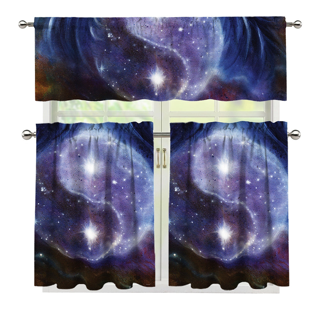 Woman Space Yin Yang Painting Print 3 Piece Kitchen Curtains