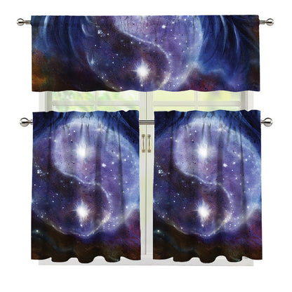 Woman Space Yin Yang Painting Print 3 Piece Kitchen Curtains