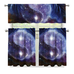 Woman Space Yin Yang Painting Print 3 Piece Kitchen Curtains