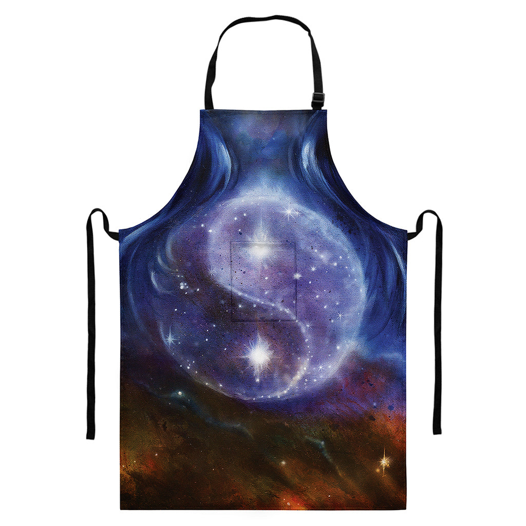 Woman Space Yin Yang Painting Print Bib Apron With Pocket