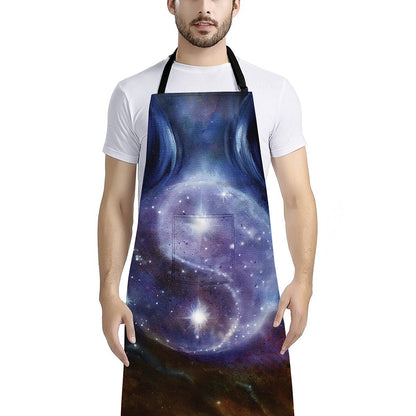 Woman Space Yin Yang Painting Print Bib Apron With Pocket