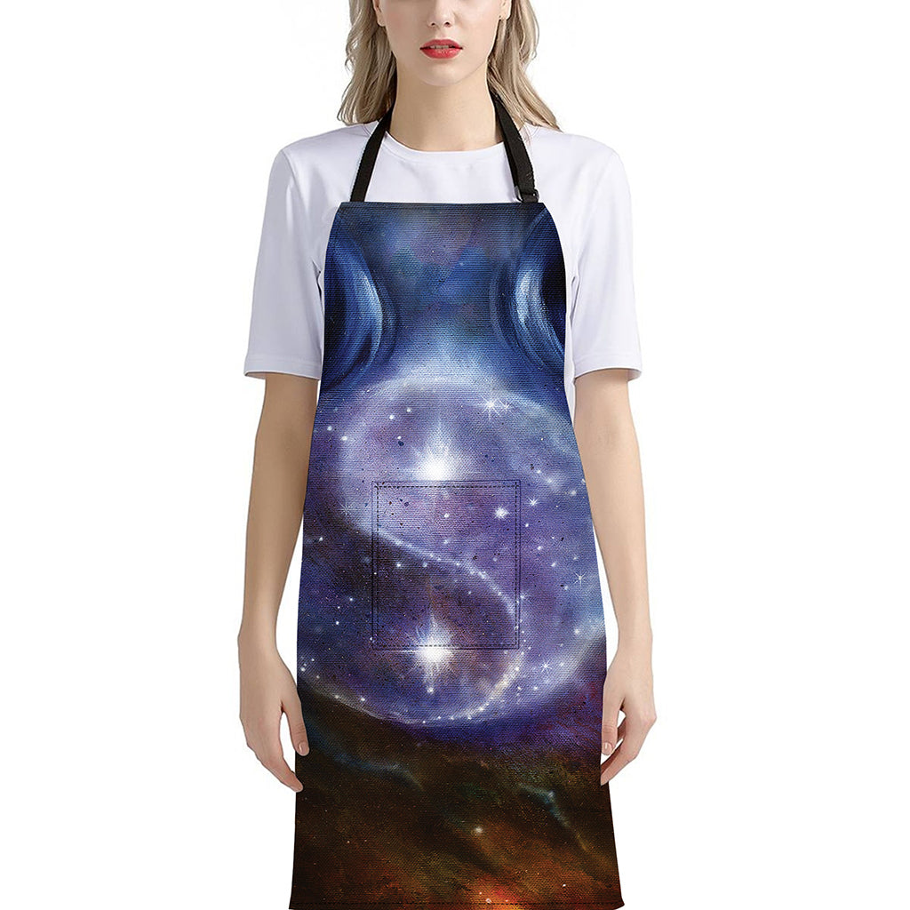 Woman Space Yin Yang Painting Print Bib Apron With Pocket