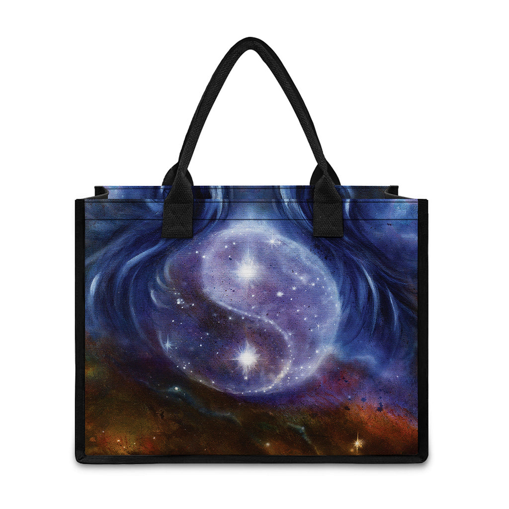 Woman Space Yin Yang Painting Print Canvas Tote Bag