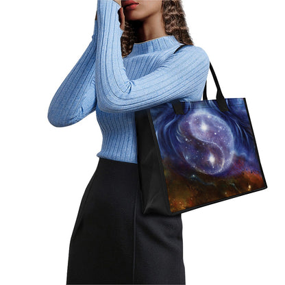 Woman Space Yin Yang Painting Print Canvas Tote Bag