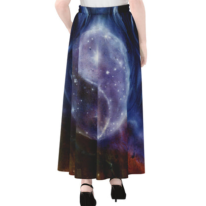 Woman Space Yin Yang Painting Print Chiffon Maxi Skirt